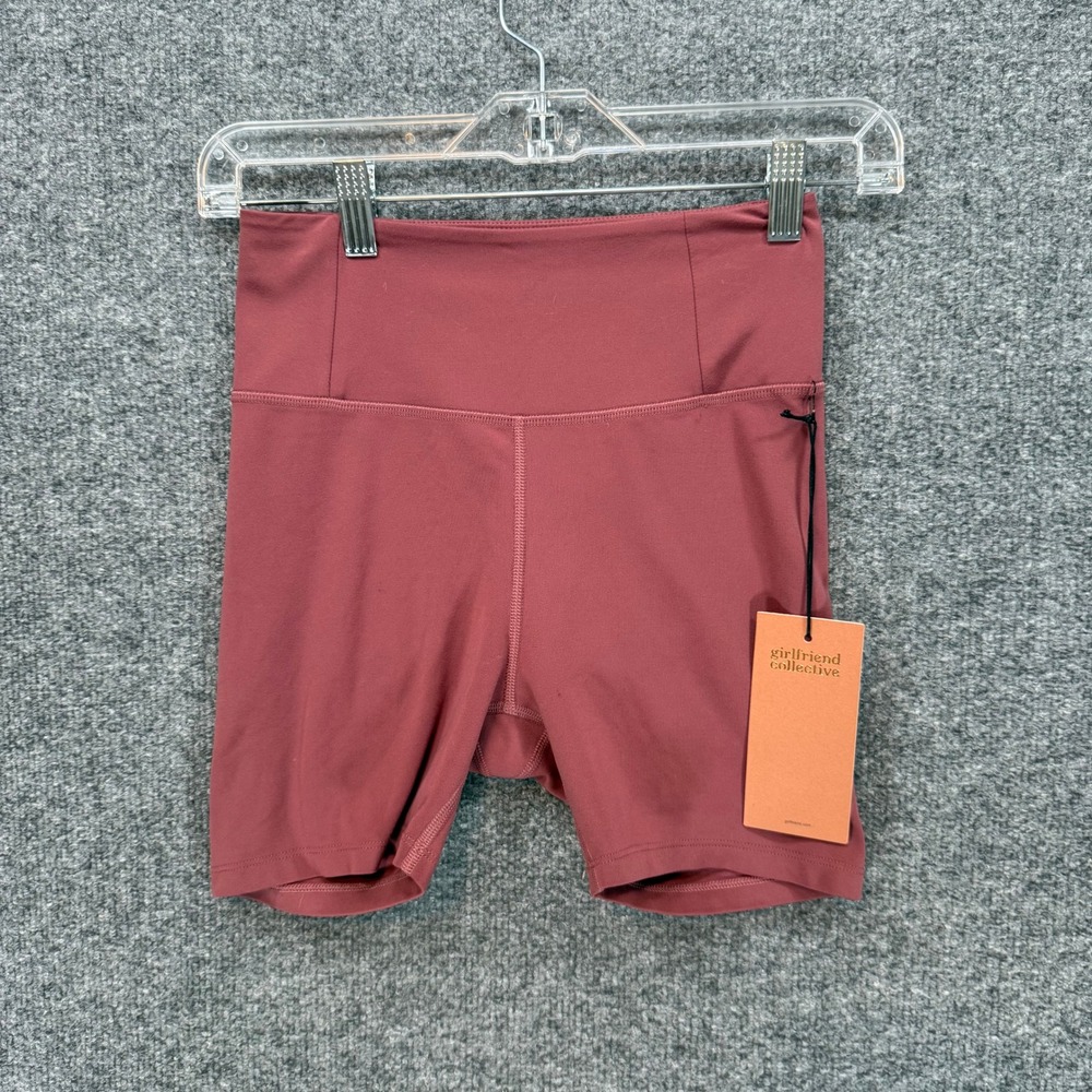 Girlfriend Collective Biker Shorts Women Small Pink Rose Hi Rise Compression NEW
